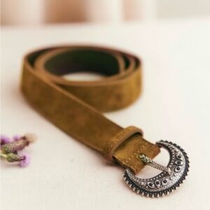 Sezane Fine Louve Belt, Dark Taupe, Size 75